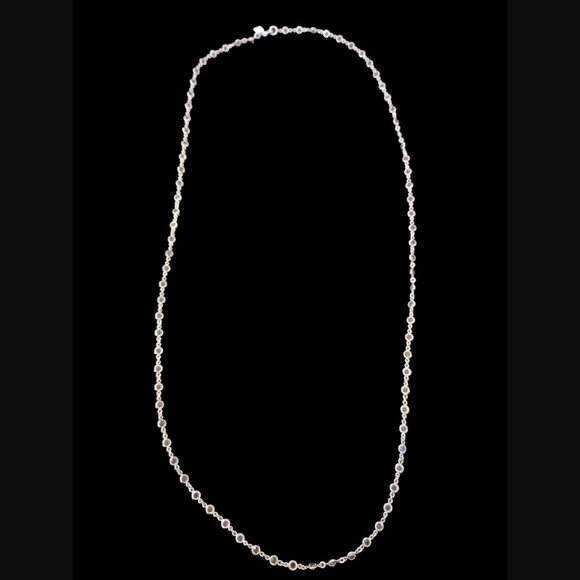 Banana Republic Silver Tone Clear Bezel Rhinestone 35" Long Necklace - Picture 5 of 6